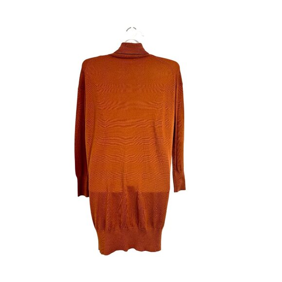 Woman's Cremieux Wool Blend Turtleneck Tunic Sweater Dress in Rust Size Small - Picture 2 of 10